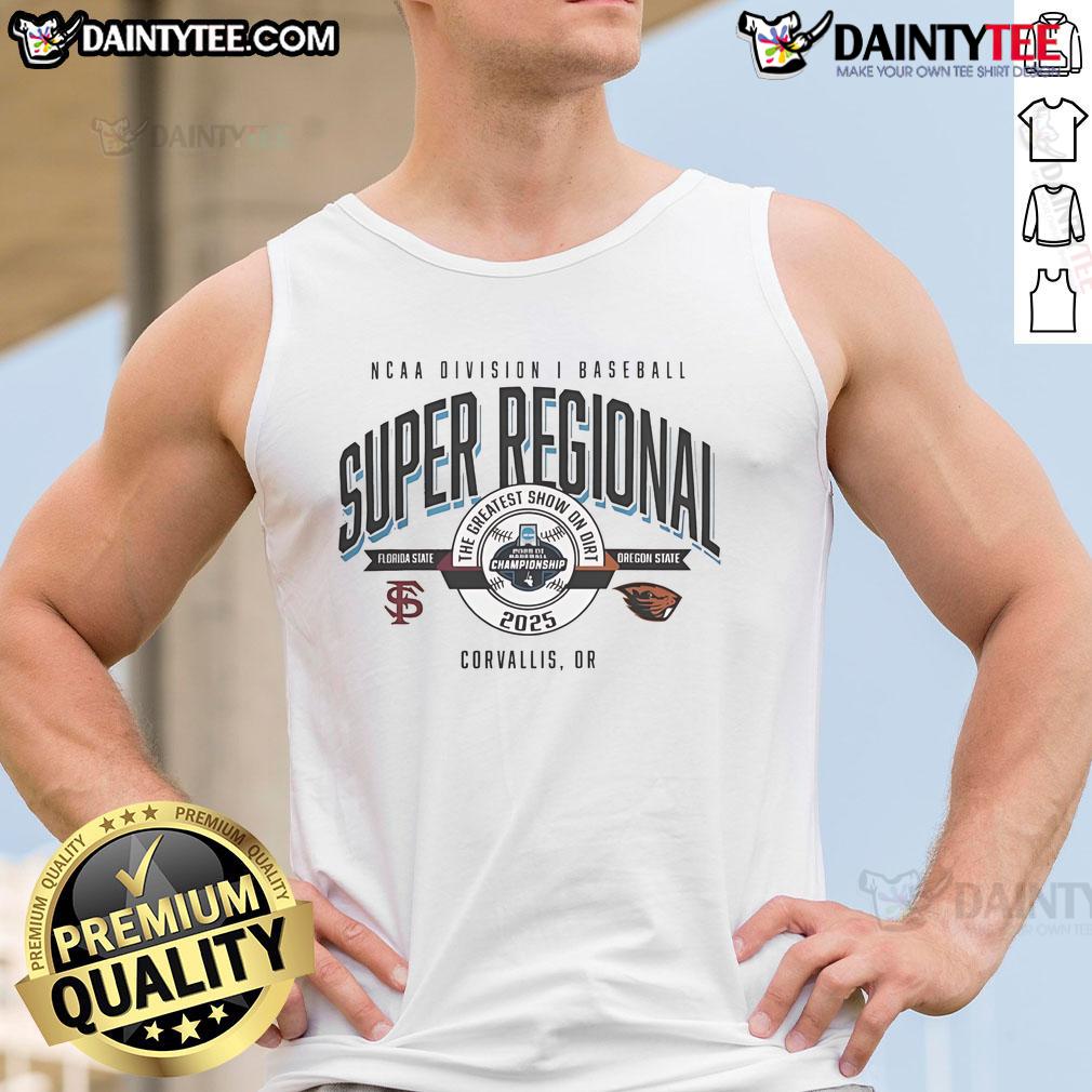 Official Florida State Vs Oregon State Beavers NCAA D1 Baseball Super Regional 2025 Tank Top Official Florida State vs Oregon State Beavers NCAA D1 Baseball Super Regional 2025 tank top featuring team logos.