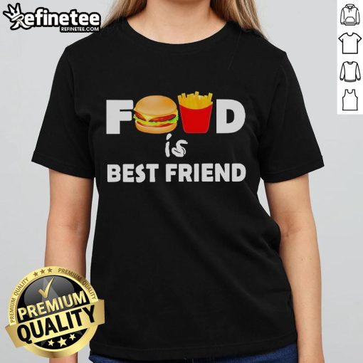 Official Food is Best Friend Ladies Tee featuring a playful design celebrating food and friendship in vibrant colors.