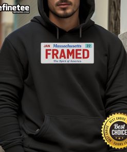 Official framed Massachusetts license plate design on a police justice satire logo hoodie, perfect for unique fashion.