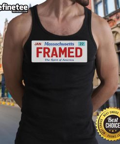 Official framed Massachusetts license plate featuring police justice satire logo on a stylish tank top.