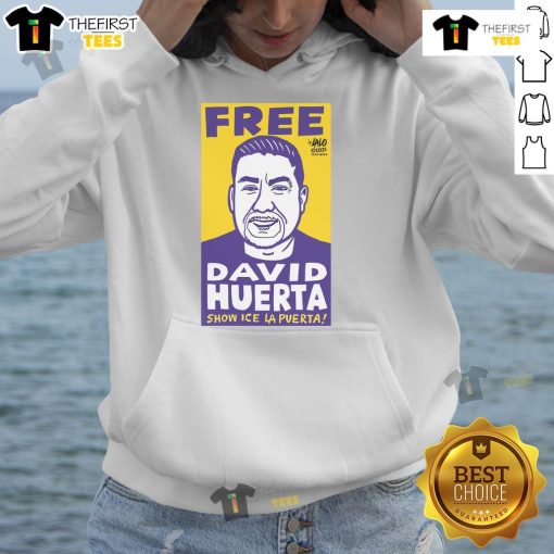 David Huerta official hoodie from the Free David Huerta Show, featuring ICE LA Puerta design and vibrant colors.