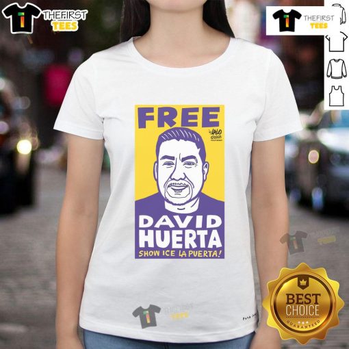 Official Free David Huerta Show ICE LA Puerta Ladies Tee featuring vibrant graphic design and stylish fit for women.