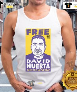 Official Free David Huerta Show ICE LA Puerta tank top featuring vibrant design and bold graphics for fans.