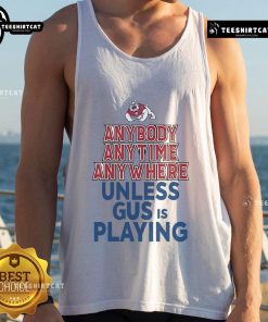 Official Fresno State Bulldogs 'Anybody, Anytime, Anywhere' tank top featuring vibrant team colors and logo design.