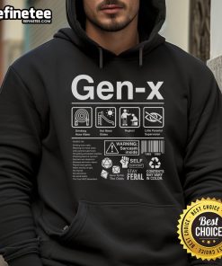 Funny Gen X hoodie featuring the Official Gen X label, perfect for nostalgic fans of Generation X culture.