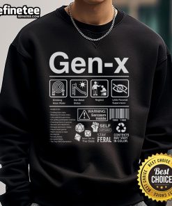 Funny Gen X sweatshirt featuring the Official Gen X label, perfect for nostalgic fashion and casual wear.