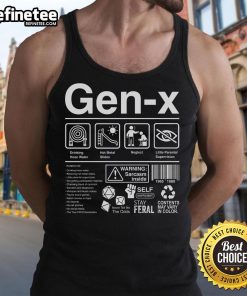 Funny Gen X tank top featuring the Official Gen X label, perfect for nostalgic fashion lovers and trendsetters.