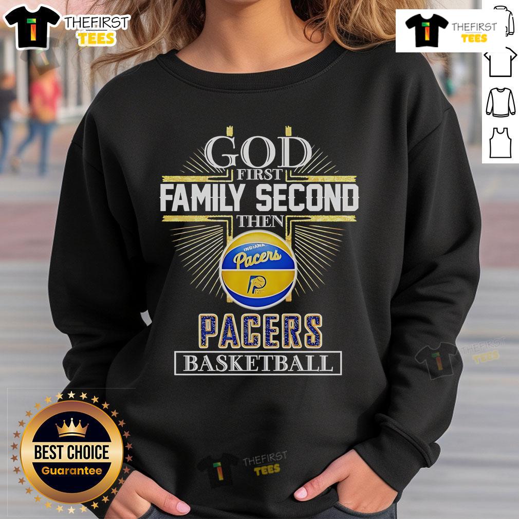 Official God First Family Second Then Indiana Pacers Basketball Cross Sweatshirt Cozy Official God First Family Second Indiana Pacers basketball cross sweatshirt for fans and casual wear.