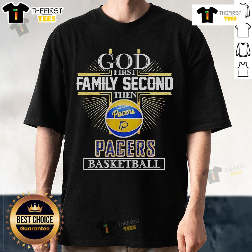 Official God First Family Second Then Indiana Pacers Basketball Cross T Shirt Official God First Family Second Indiana Pacers Basketball Cross T-Shirt in vibrant colors, perfect for fans and family.