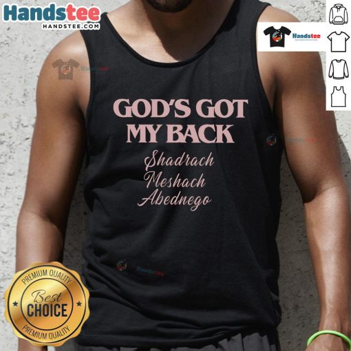 Official Gods Got My Back Tank Top featuring a bold graphic design, perfect for casual wear and expressing faith.