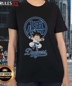 Official Goku X Los Angeles Dodgers 2025 Ladies Tee featuring vibrant graphics and a stylish fit for fans.