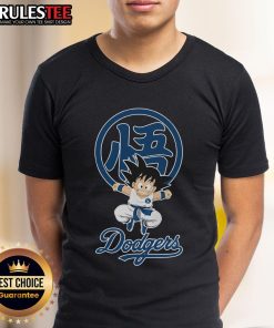 Official Goku X Los Angeles Dodgers 2025 T-Shirt featuring vibrant graphics and a stylish design for fans.