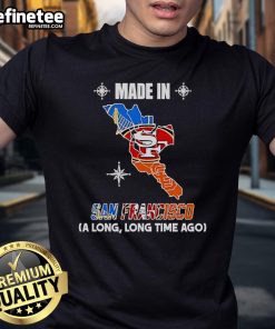 Official Golden State 49ers Giants map t-shirt featuring vintage logos, made in San Francisco, perfect for sports fans.