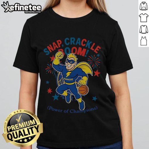 Official Golden State Warriors Snap Crackle Boom Independence Day Ladies Tee showcasing team spirit and patriotic style.