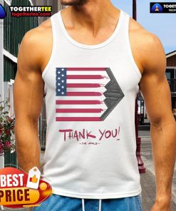 Official Gunther Eagleman Thank You Flag USA tank top featuring a patriotic design and vibrant colors.