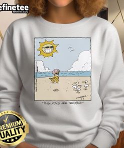 Official Heathcliff This Looks Like Trouble Fun Helmet Daily Sweatshirt featuring playful design and cozy fit.