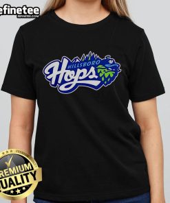 Official Hillsboro Hops Champion Primary Logo on a stylish ladies tee, perfect for fans of the Hillsboro Hops baseball team.