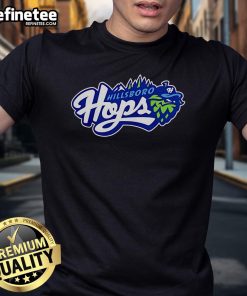 Official Hillsboro Hops Champion Primary Logo T-Shirt featuring vibrant team colors and logo, perfect for fans.