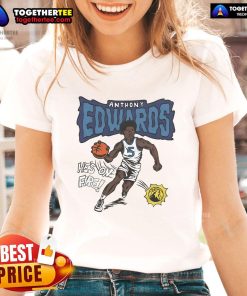 Official Homage Anthony Edwards gray tee for ladies featuring Minnesota Timberwolves logo and stylish design.