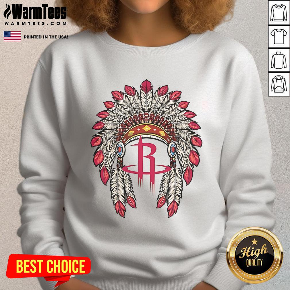 Official Houston Rockets Native American Logo Sweatshirt Official Houston Rockets Native American logo sweatshirt featuring vibrant colors and a stylish design for fans.