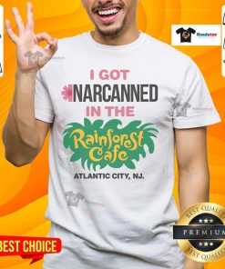 Alt Text: Official I Got Narcanned In The Cafe Atlantic City NJ T-Shirt design featuring bold graphics and vibrant colors.
