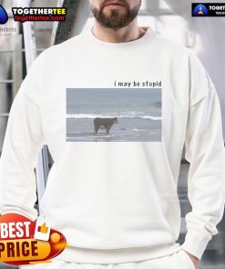 Official I May Be Stupid Cow Sweatshirt featuring a playful cow graphic, perfect for casual wear and humor lovers.