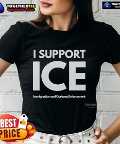 Official I Support ICE Immigration and Customs Enforcement Ladies Tee, featuring bold graphic design on comfortable fabric.