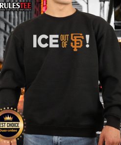 Official ICE Out of SF San Francisco sweatshirt featuring bold graphics and comfortable fabric, perfect for city pride.