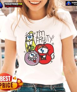 Official Im Fruity Funny Ladies Tee featuring colorful fruit graphics and a playful design for a fun casual look.