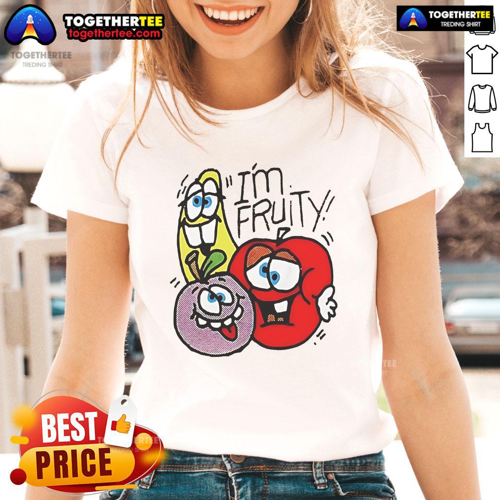 Official I'M Fruity Funny Ladies Tee Official Im Fruity Funny Ladies Tee featuring colorful fruit graphics and a playful design for a fun casual look.
