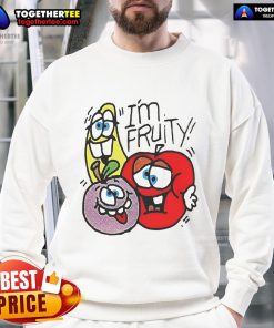 Official Im Fruity Funny Sweatshirt featuring vibrant colors and playful fruit graphics, perfect for casual wear.