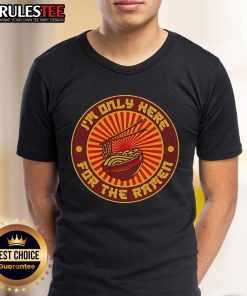 Alt Text: Official I'M Only Here For The Ramen Circle T-Shirt featuring a fun graphic design perfect for ramen lovers.