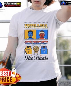 Alt Text: Official Indiana OKC The Final T-Shirt featuring bold graphics celebrating Indiana's victory in the OKC championship.