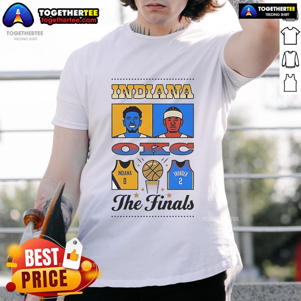 Official Indiana Okc The Final T Shirt Alt Text: Official Indiana OKC The Final T-Shirt featuring bold graphics celebrating Indiana's victory in the OKC championship.