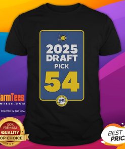 Official Indiana Pacers 2025 Draft Pick 54 T-Shirt featuring team colors and logo, perfect for Pacers fans and collectors.