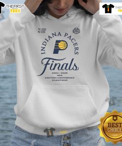 Official Indiana Pacers hoodie celebrating the 2025 Eastern Conference Champions NBA Playoffs, showcasing team pride.