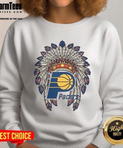 Official Indiana Pacers Native American logo sweatshirt featuring vibrant colors and stylish design for fans.