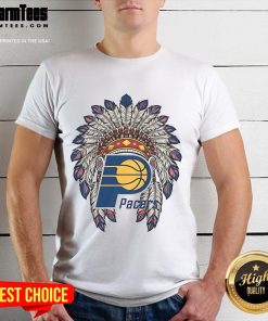 Official Indiana Pacers Native American Logo T-Shirt featuring vibrant design and team colors for fans and collectors.