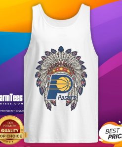 Official Indiana Pacers Native American logo tank top featuring vibrant colors and a stylish design for fans.