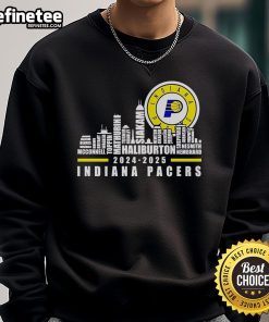 Alt Text: Official Indiana Pacers NBA 2024-2025 skyline sweatshirt featuring team colors and logo, perfect for fans.