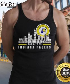 Official Indiana Pacers NBA 2024-2025 skyline tank top featuring team colors and logo for fans and collectors.