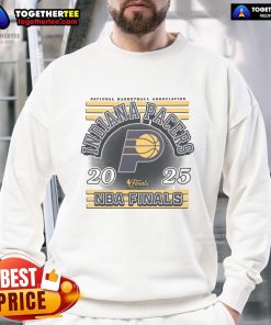 Official Indiana Pacers NBA Finals 2025 sweatshirt featuring team colors and logo, perfect for basketball fans.