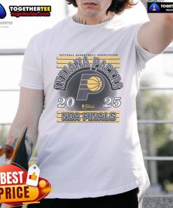 Official Indiana Pacers NBA Finals 2025 T-Shirt featuring team colors and logo, perfect for fans and collectors.