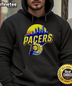 Official Indiana Pacers Skyline Logo Hoodie featuring a stylish design for fans of the NBA team.