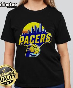 Official Indiana Pacers skyline logo ladies tee featuring a stylish design perfect for fans and casual wear.
