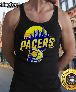 Official Indiana Pacers skyline logo tank top featuring vibrant colors and a stylish design for fans and athletes.