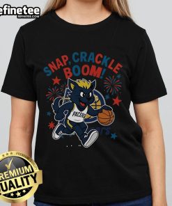 Official Indiana Pacers Snap Crackle Boom Independence Day Ladies Tee showcasing team pride and festive spirit.