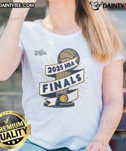 Official Indiana Pacers Stadium Essentials 2025 NBA Finals Clutch Ladies Tee in vibrant team colors, perfect for fans.