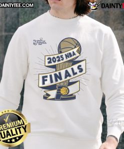 Official Indiana Pacers Stadium Essentials 2025 NBA Finals Clutch Sweatshirt in blue with team logo and stylish design.
