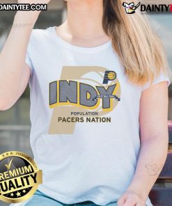 Official Indiana Pacers Stadium Essentials Ladies Tee featuring team logo and vibrant design for fans.